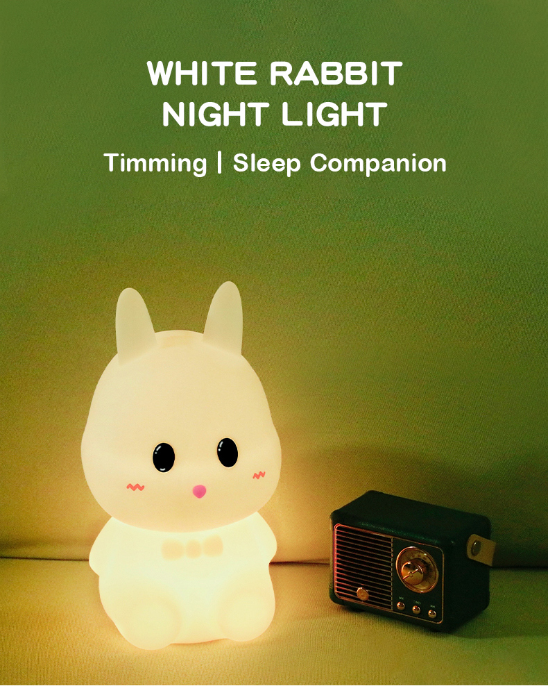 Baby Night Lamp with LED Light Source Bunny Rabbit Shaped Smart Touch Night Light