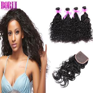 China Virgin Water Wave Brazilian Hair With Lace Closure , Unprocessed Water Wave Hair Bundles wholesale