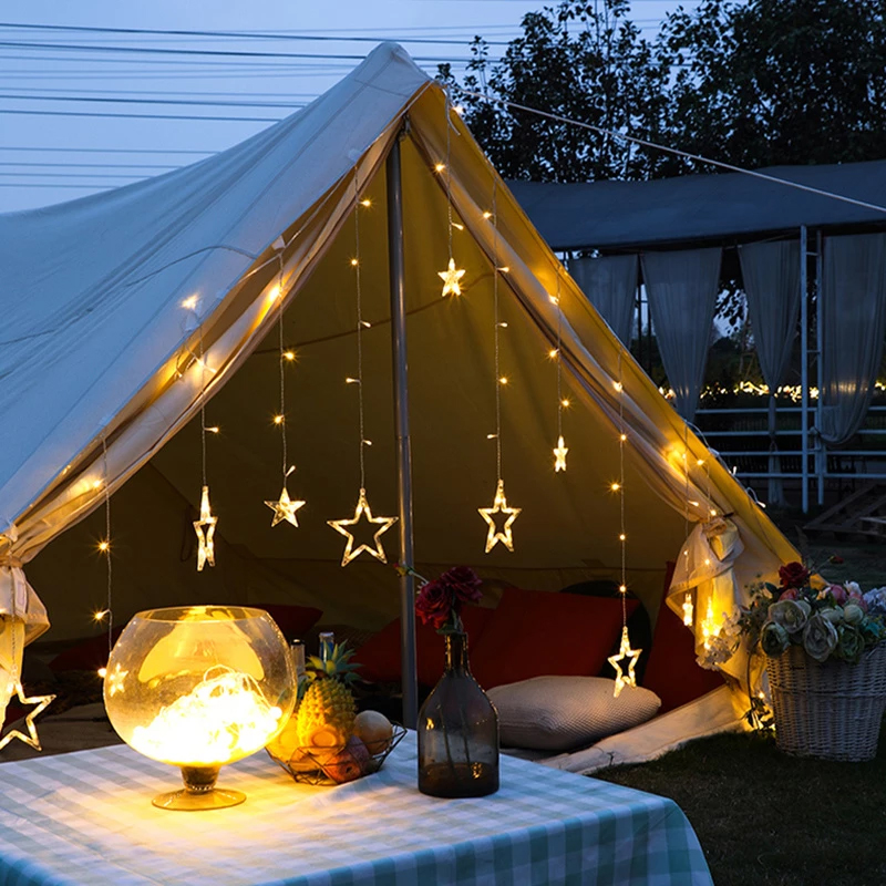 Christmas Fairy Lights Ramadan Led String Lights Star Garland on Window Curtain Indoor Tree Decoration Halloween Wedding