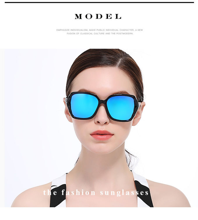 Women Big Square Oversized Sunglasses BSCI Custom Polarized Sunglasses Sparkling Composite Shiny Frame