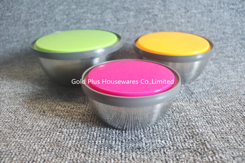 Customized Printing Single Wall Metal Salad Bowl With Airtight Lid