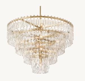 China Indoor Crystal Brass Chandelier Customized Tiered Brass Chandelier 48&quot; wholesale