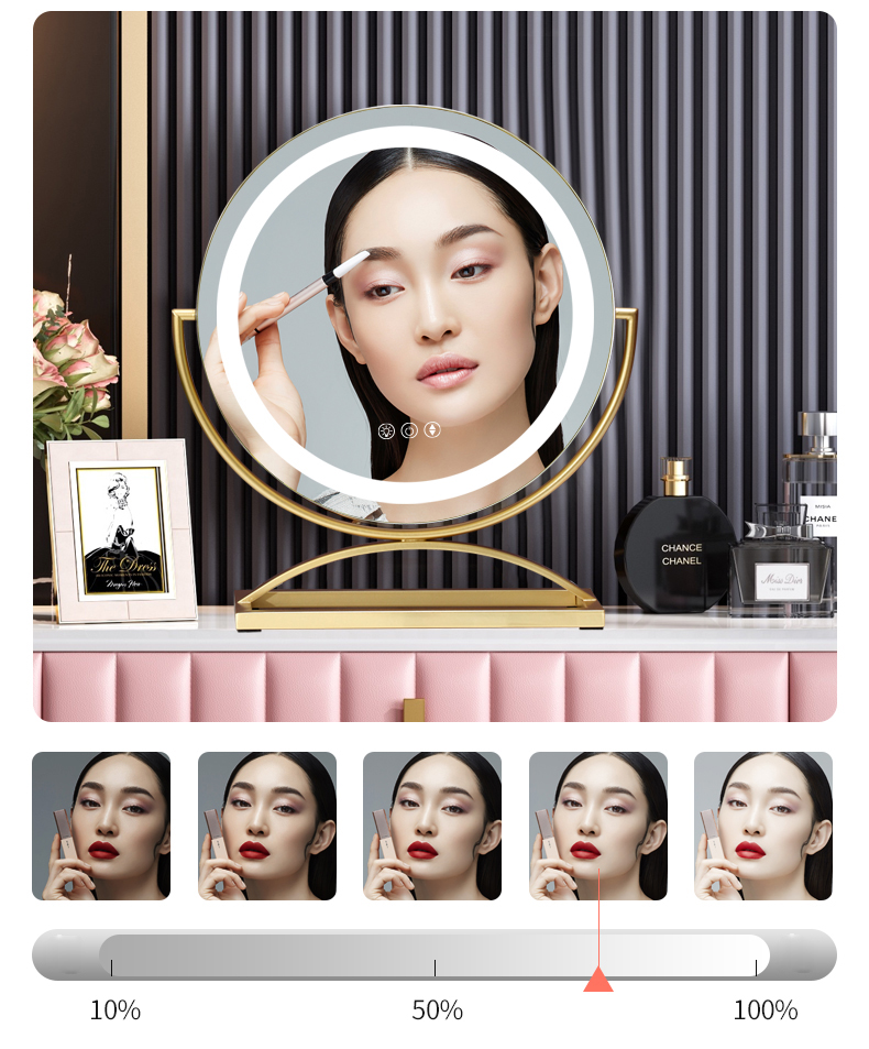 LED Lamps 10x Magnifying Round Vanity Mirror Dimmer Light Personalized