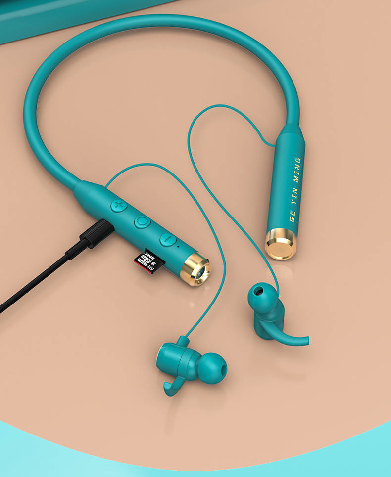 Bluetooth Neckband Earphones With 70H Playing Flashlight TF Card Model