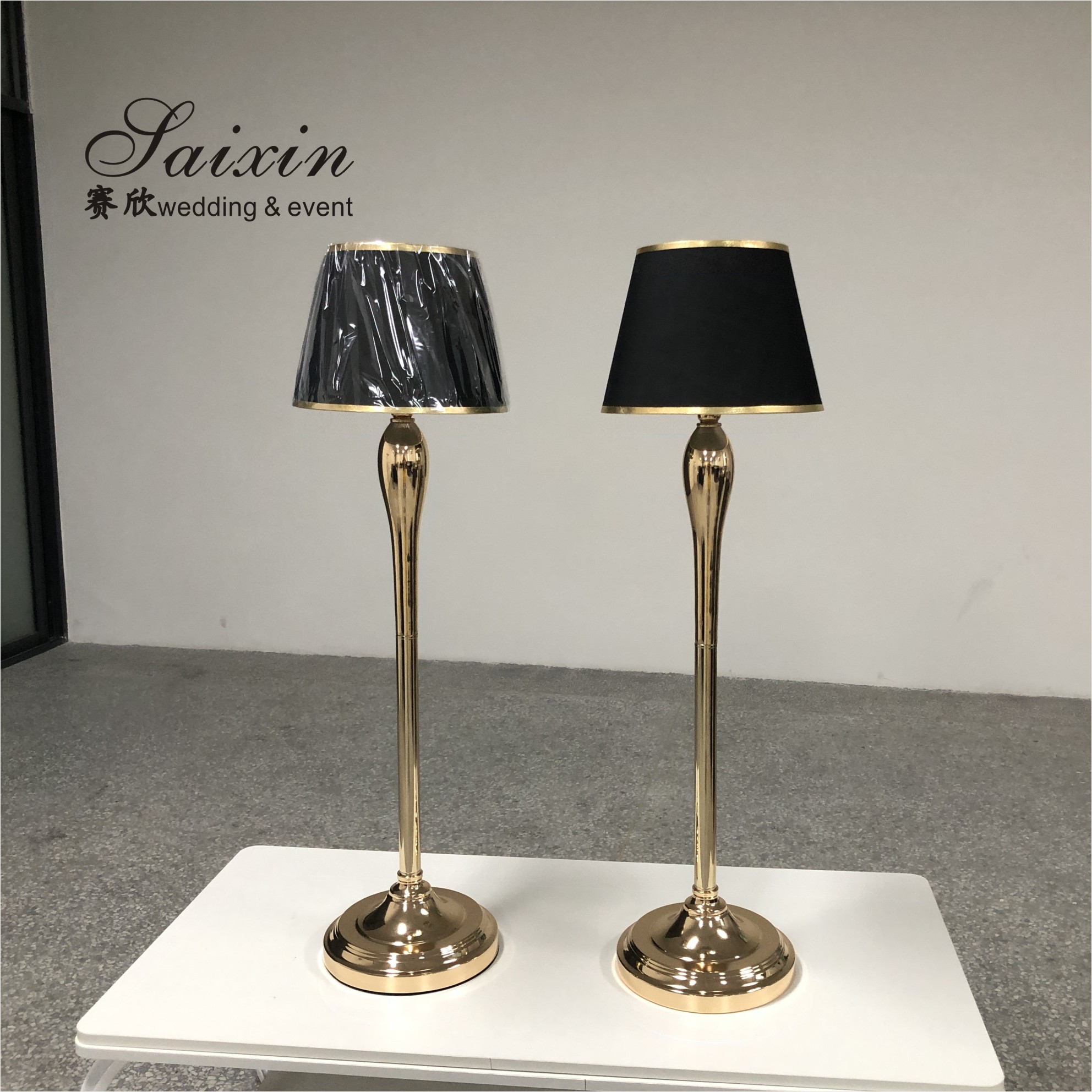 Tall Metal Flower Stand Wedding With Emerald Lamp Shade For Event Decor 100cm