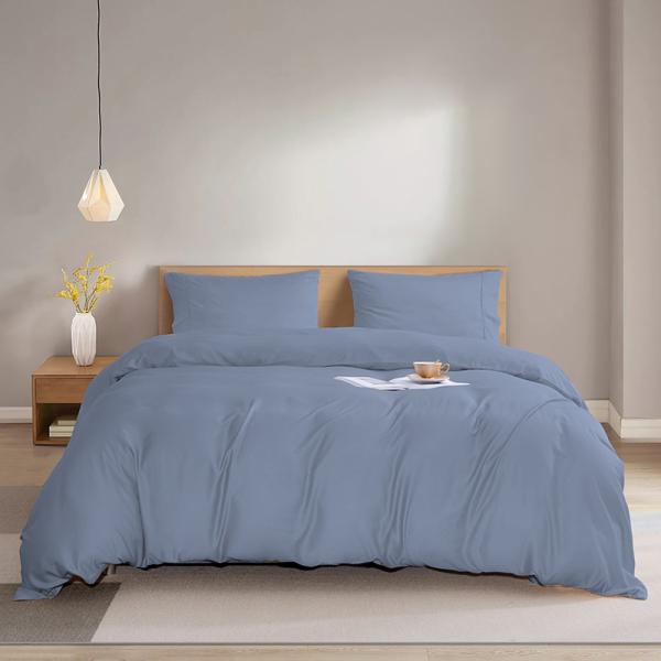 Custom 60S 300TC Solid Color Bamboo Fiber Bedding Set with Quilt Cover and Pillowcases