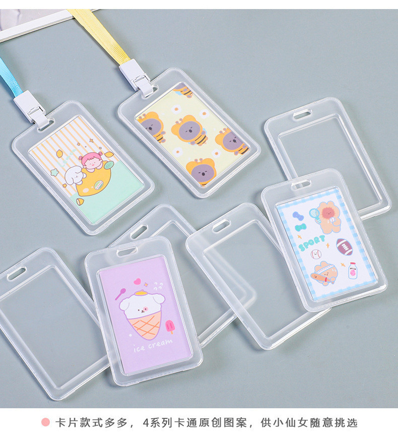 TRANSPARENT CARD HOLDER WORK CARD LANYARD RICE CARD NAME TAG CAMPUS CARD STUDENT BUS SCHOOL CARD HOLDER ACCESS CARD