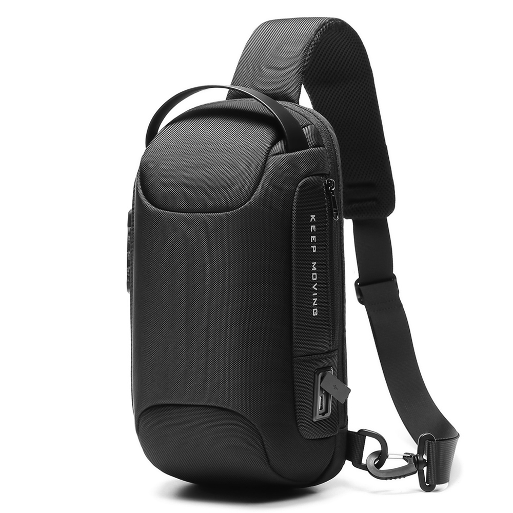 Wholesale waterproof anti theft designer crossbody bag custom logo USB sling bags for men single shoulder chest bag