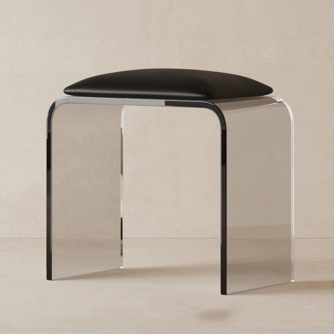 Minimalist Acrylic Transparent Stool for Home Bathroom Living Room and Makeup Use