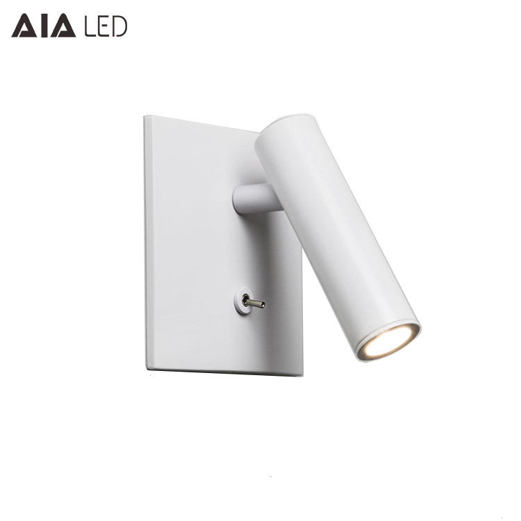 Simple recessed mounted knob switch 3W led wall lamp bed wall reading light for bedroom decoration