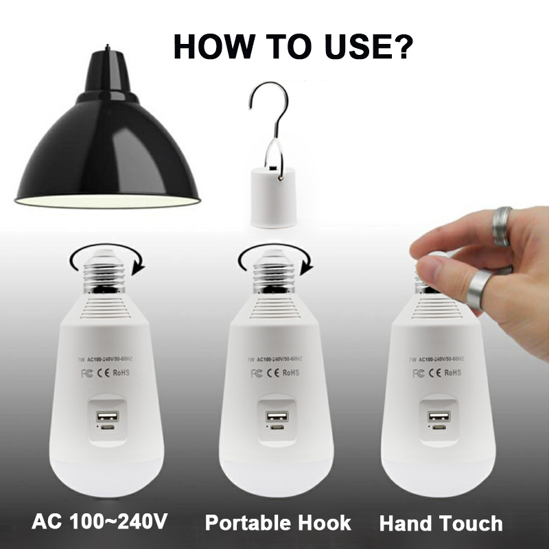 Outdoor LED Solar Bulb Portable Solar Lamp Moving Hanging Emergency Energy Saving Camping Tent Light Solar Lighting