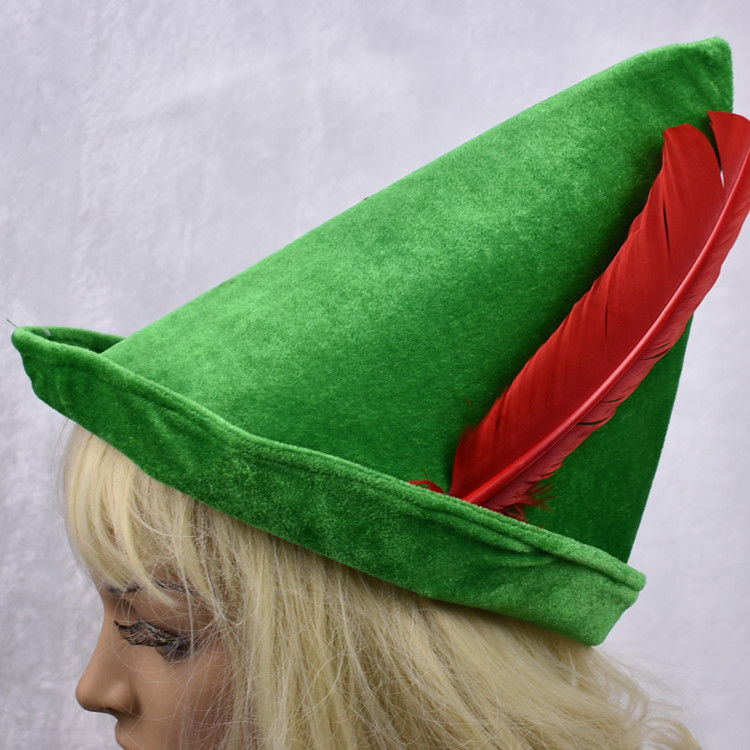 Oktoberfest Green Peter Pan Hat Red Feather Party Hat 58-60cm