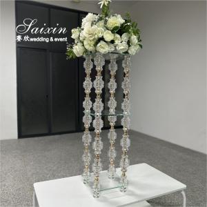 China Hot Sale Crystal With Gold Metal Desing Flower Stand For Wedding Centerpieces wholesale