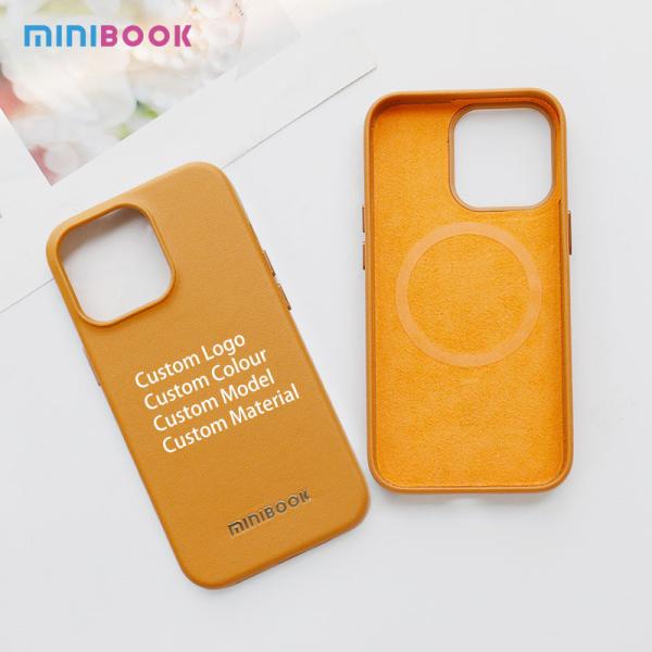 Customize Embossed Logo Shockproof Wireless Charging Magnetic Pu Leather Phone
