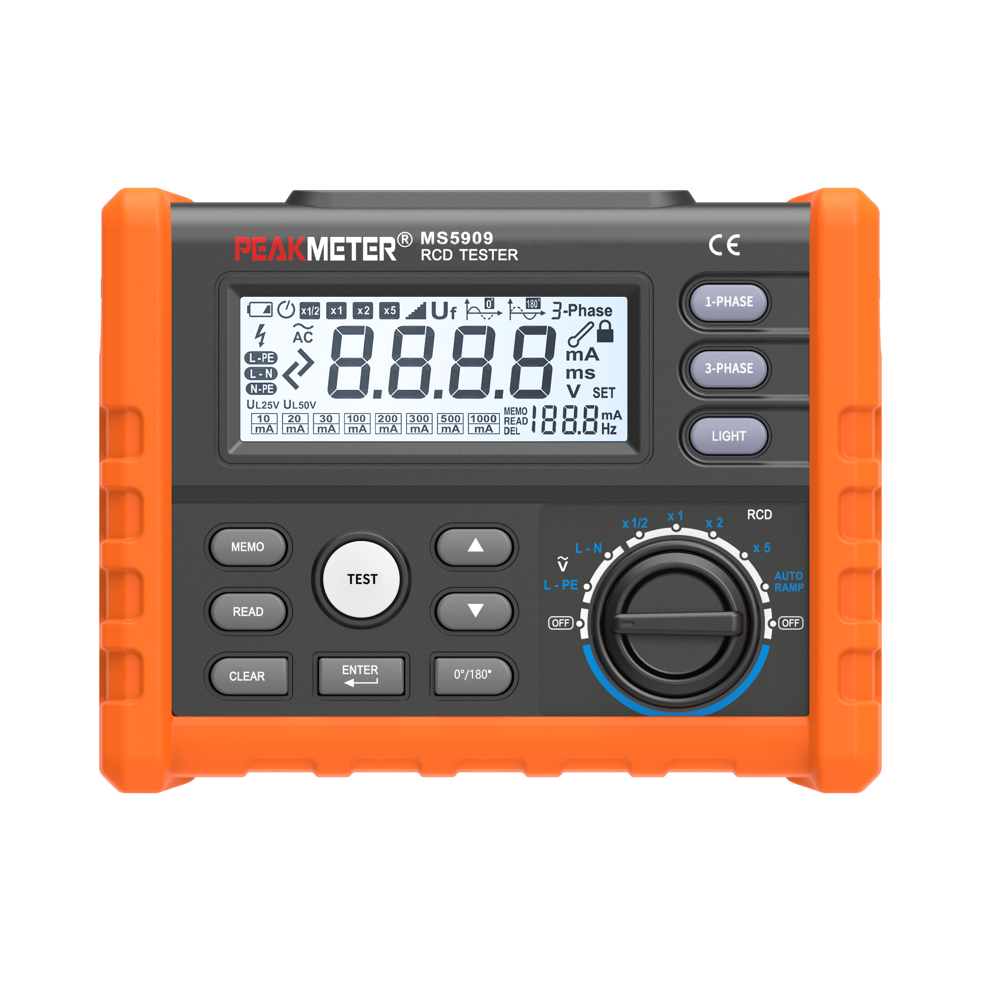 Professional Leakage Switch Tester with AUTO RAMP Testing and Fault Voltage Detection