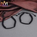 Hypoallergenic Adjustable Mens Black Beaded Bracelet 95mm Max