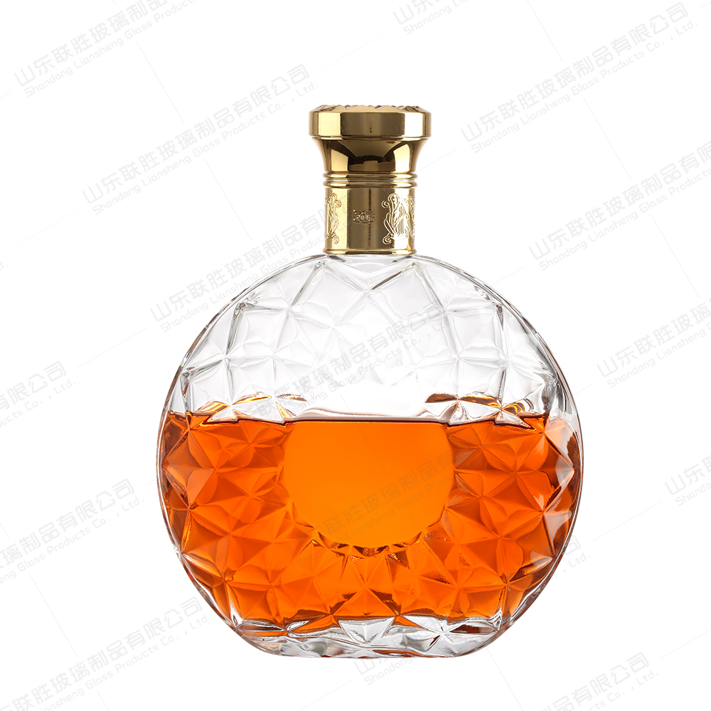 500ml 1000ml Clear Glass Bottle for Whiskey Gin end with Polymer Gold Cork or Pour Lid