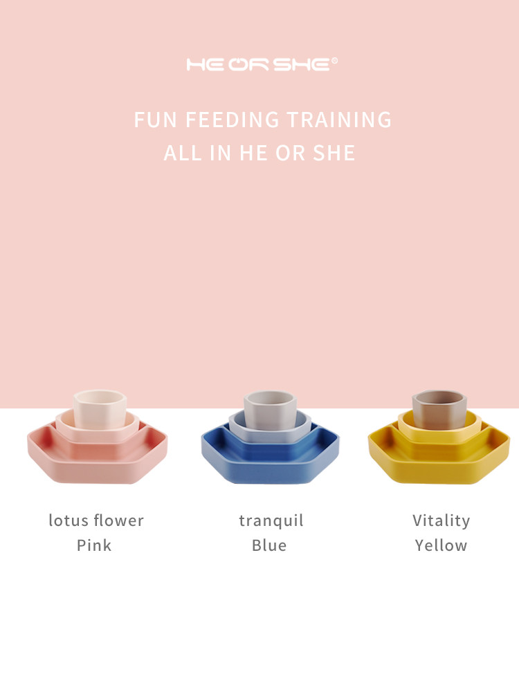 Steam Sterilization Food Safe Hexagon Baby Plate And Bowl