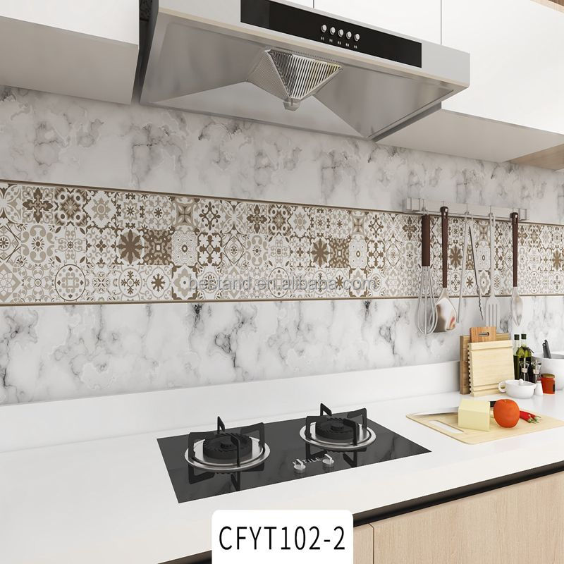 Removable Self-adhesive Foil Sticker Kitchen Backsplash Wallpaper Roll Waterproof Wall Paper for Decorative Tile