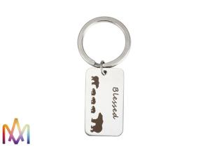 China OEM ODM Thanksgiving Day Gift Bear Family Engraved Metal Keychains wholesale
