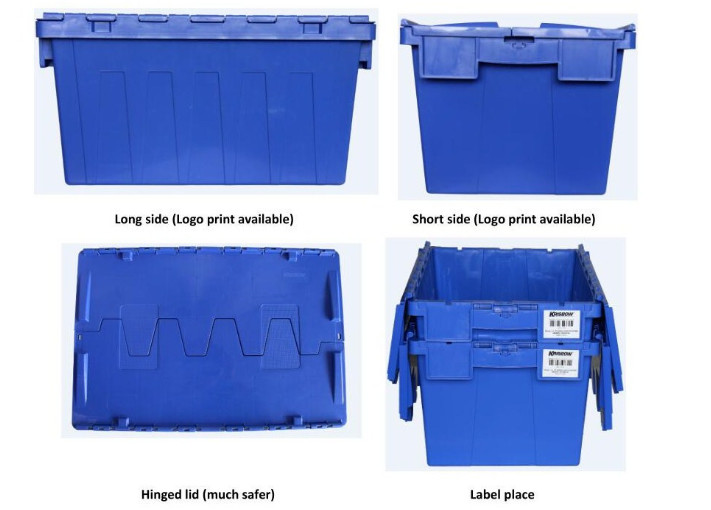 Virgin PP Standard Logistic Plastic Shipping Totes Gray Color