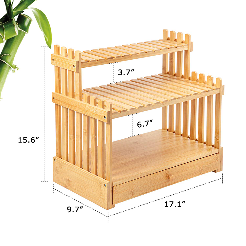 Sustainable Bamboo Spice Rack 3 Tier Multifunction Rectangle Storage Kitchen Customizable