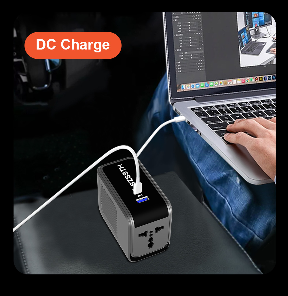 60*30*120MM Portable 150W 12v 220v Ac to Dc Modified Sine Wave Small Mini Car Plug Charger Power Inverter with Usb Type C