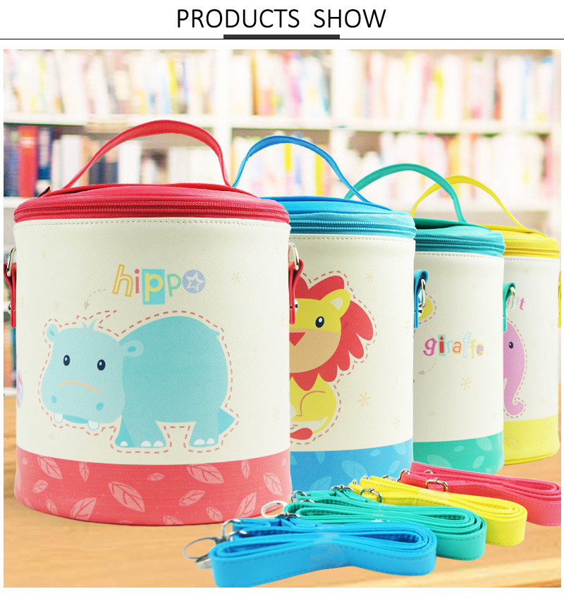 Cute Printed Round Shape PU Leather Bento Lunch Bag
