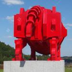 Large Outdoor Spray Painted Steel Cow Metal Sculpture For Decoration By Highway