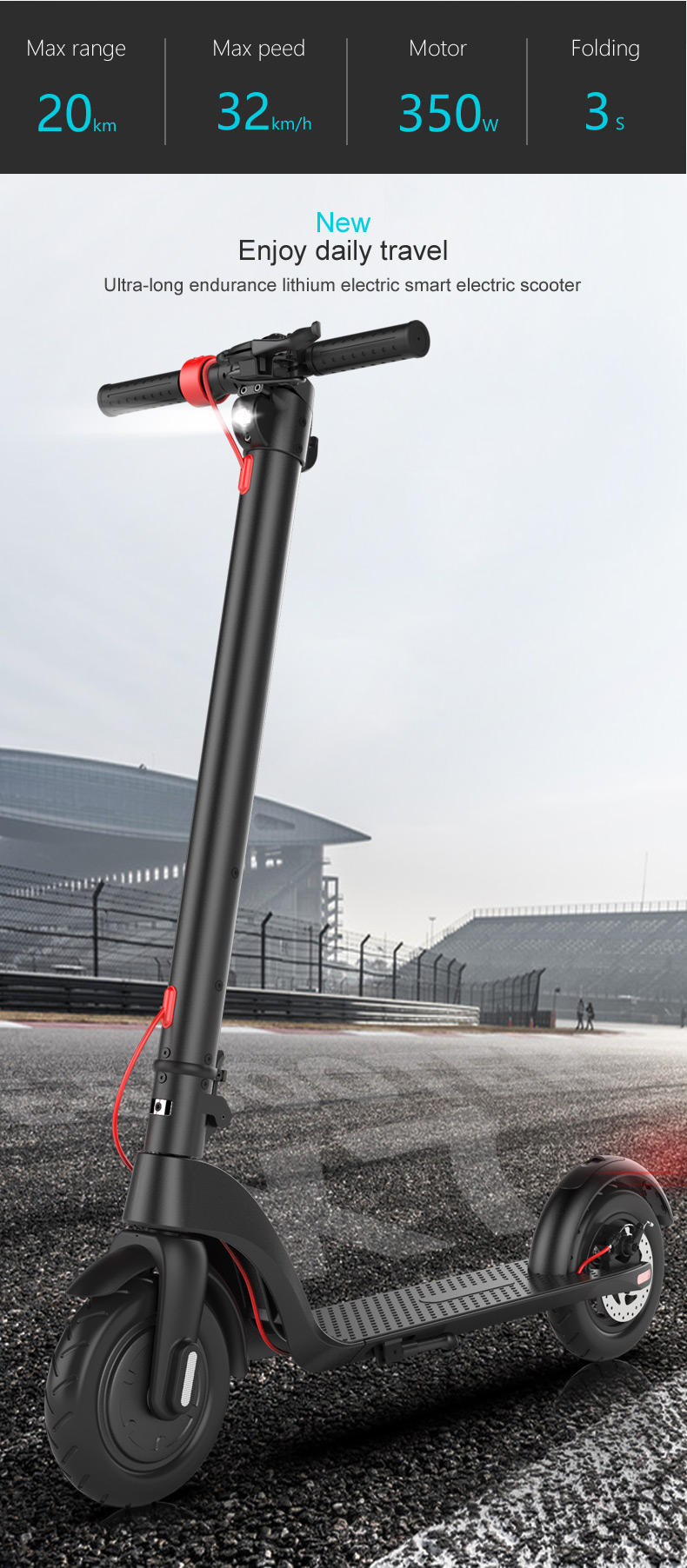 X7 350W Fast Charging Time 2-3h Folding Electric Scooter Motorcycles for EU/US Warehouse