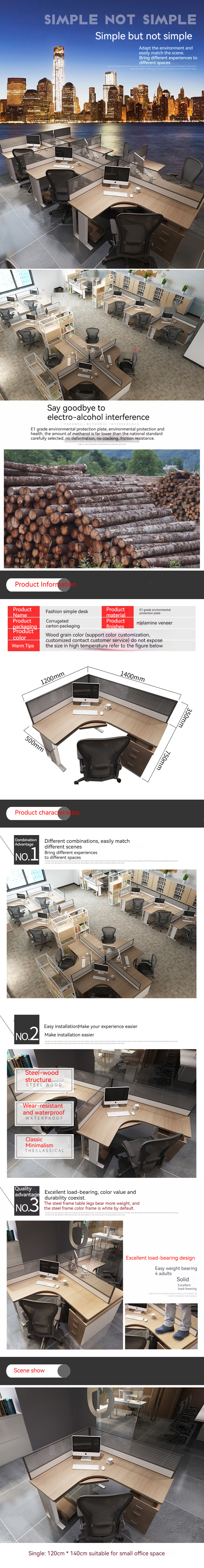 Simple Modular Panel Computer Office Cubicle Workstation for 2 4 6 People Desk Design