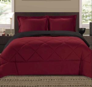 China Red Black Bicolour Microfiber Duvet Cover Set 75gsm King Size Soft Prewashable wholesale
