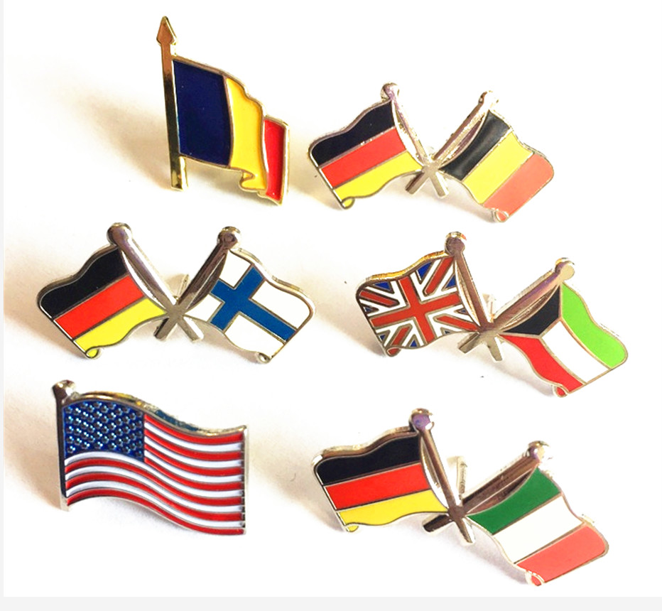American Flag Custom Enamel Badges No Minimum Order / Hard Enamel Badges