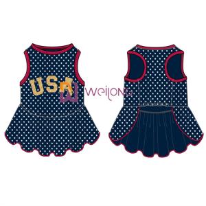 China Glitter Print USA Rubber Star CVC Jersey Dog Dress Male Customized wholesale