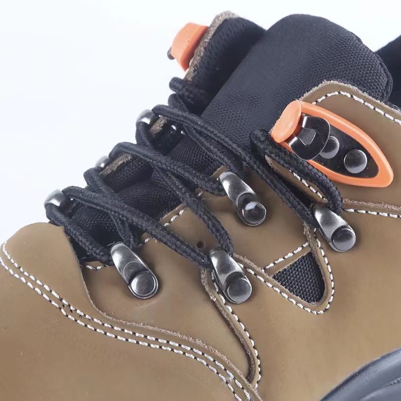 Nubuck Leather Construction Safety Shoes Yellow With Steel Toe And Tpu Outsole