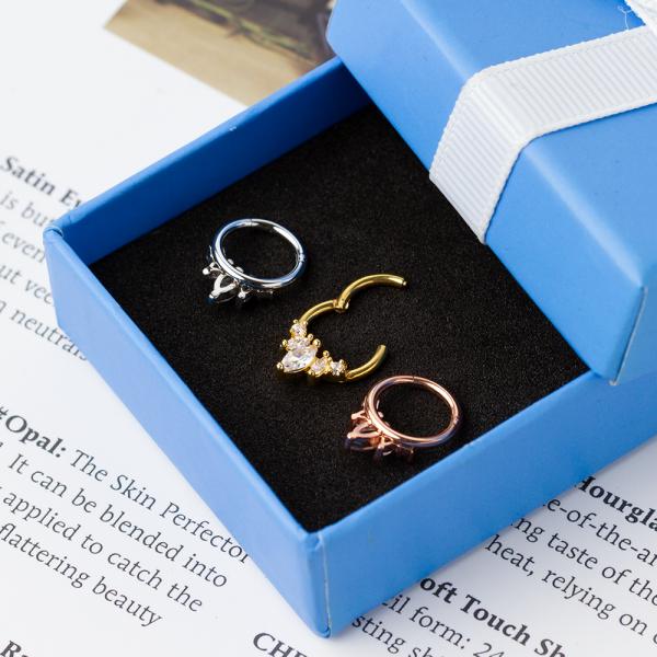 Women Stainless Steel Body Piercing Jewelry Zircon Septum Clicker Hoop ODM