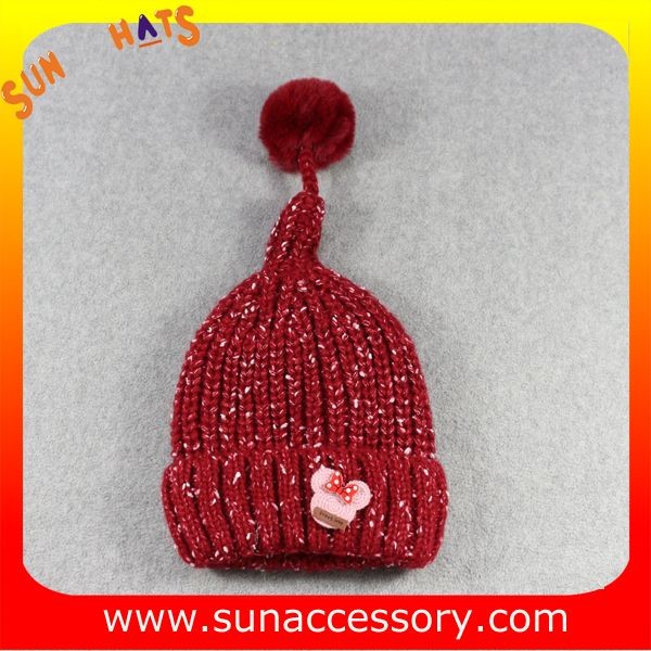 AK17024 Sun Accessory winter kids knitted beanie caps and hats with pom pom ,caps in stock MOQ only 3 pcs