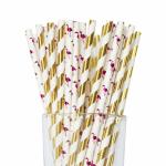 Customized Printed Metallic Paper Straws Used In Birthday Holiday Celebrations