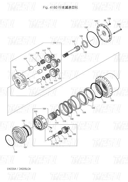 Heavy Duty Steel K9007404 170402-00028 DX225 Excavator Travel Drive Catalog