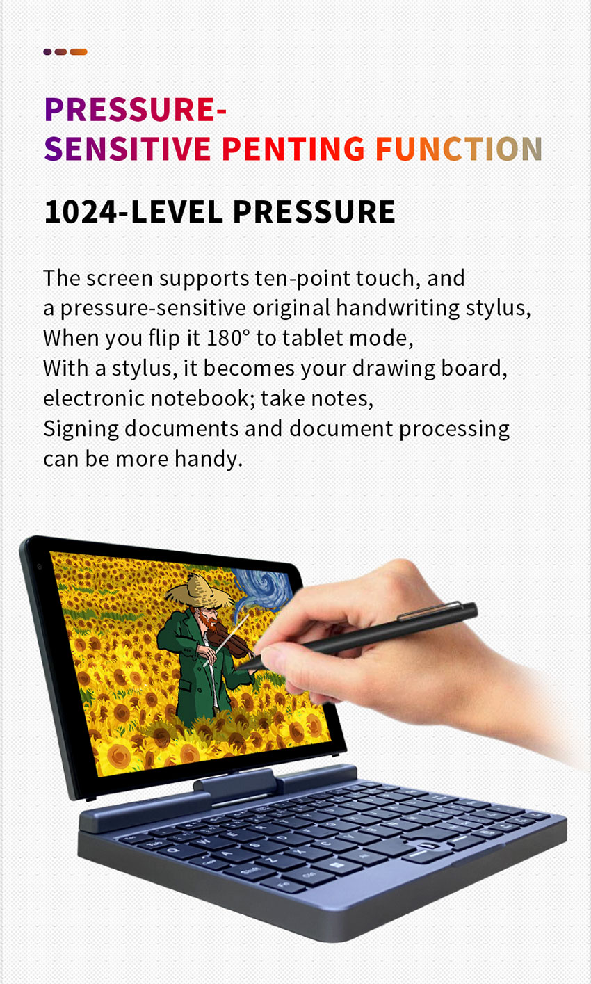 Intel UHD Graphics 600 Small Notebook Computers With 8 Inch IPS Touch Screen