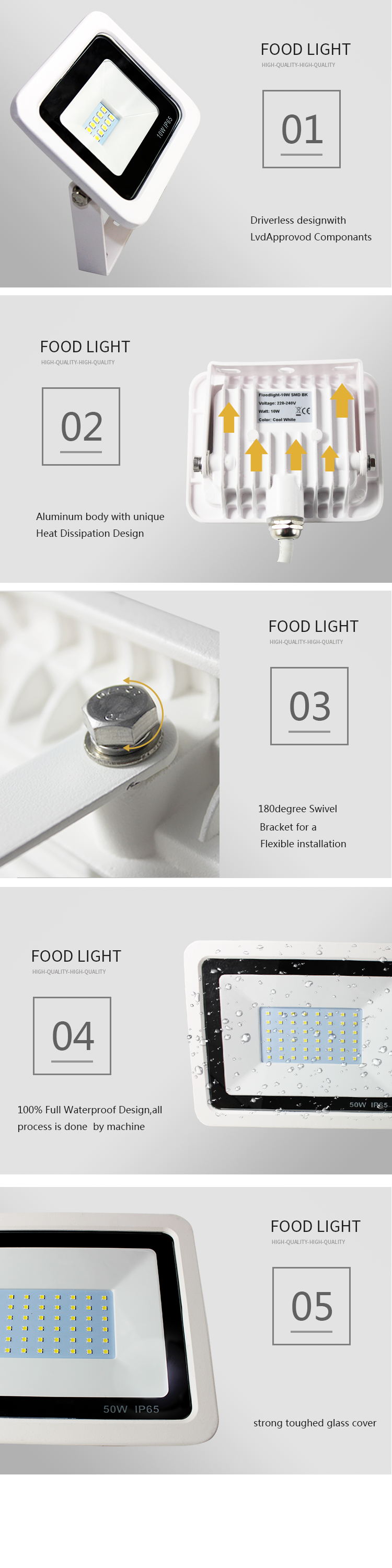 Smd Ultra Thin LED Flood Light IP65 Water Resistant 50W 100W 150W 100LM/ W