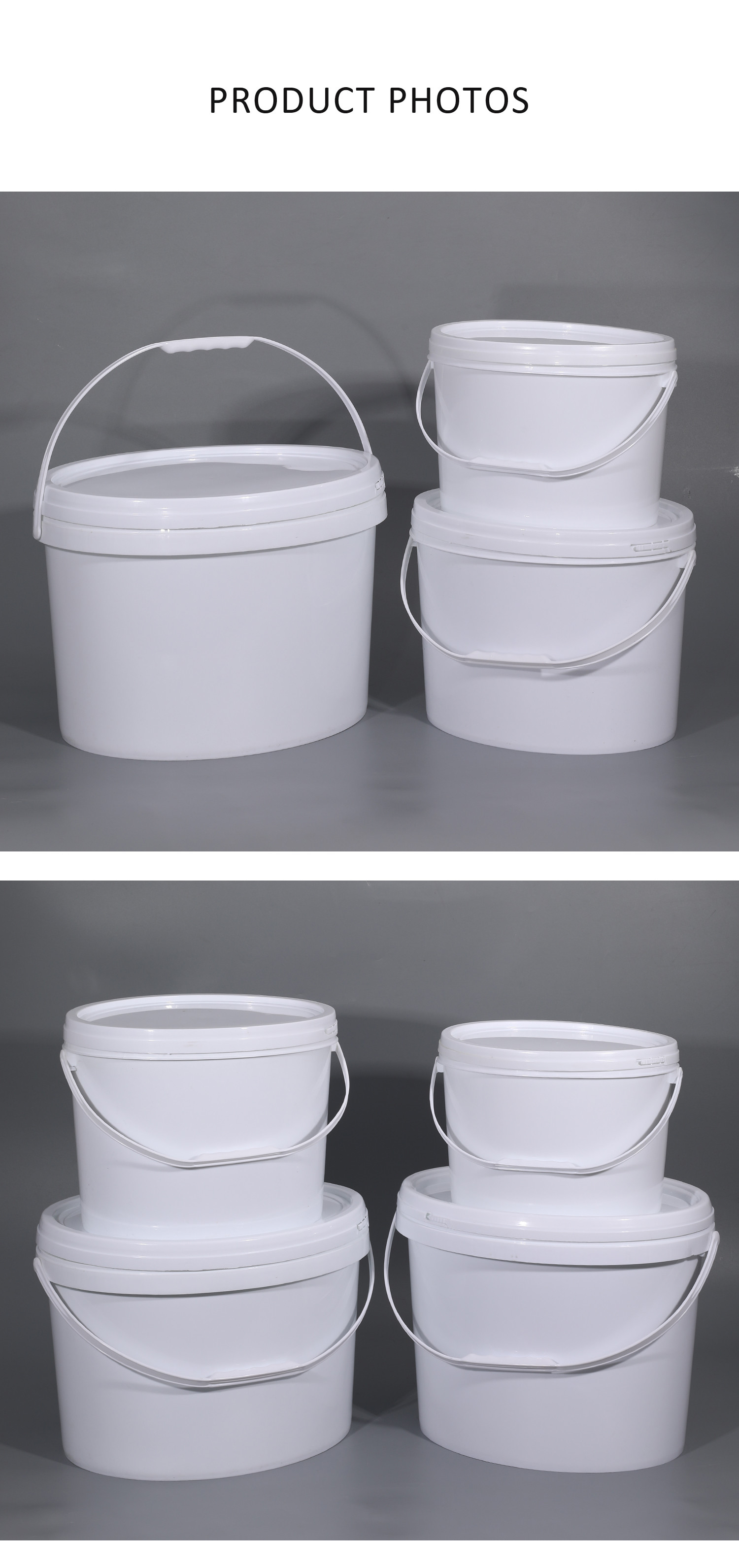 White Oval Paint Bucket with Handle and Lid For Print