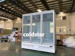 Supermarket Refrigeration Equipment Commercial Glass 3 Doors Upright Display