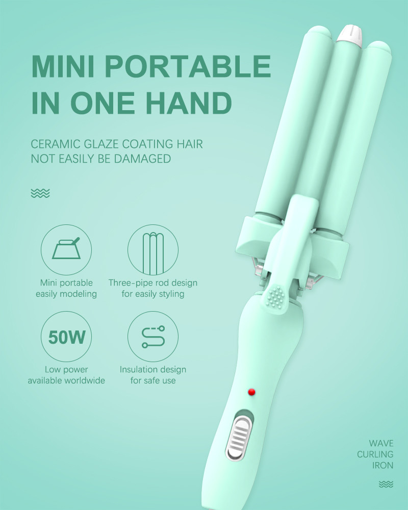 Home Use Mini 3 Barrels Wave Hair Curler 110v-240v 50HZ/60HZ