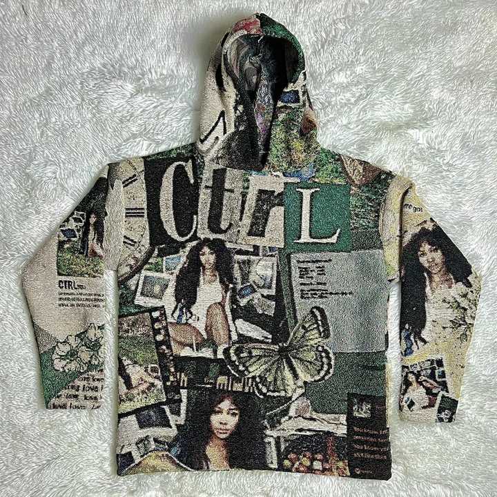 Anti-Shrink Heavyweight French Terry Oversized Printed Mens Woven Anime Tapestry Hoodie