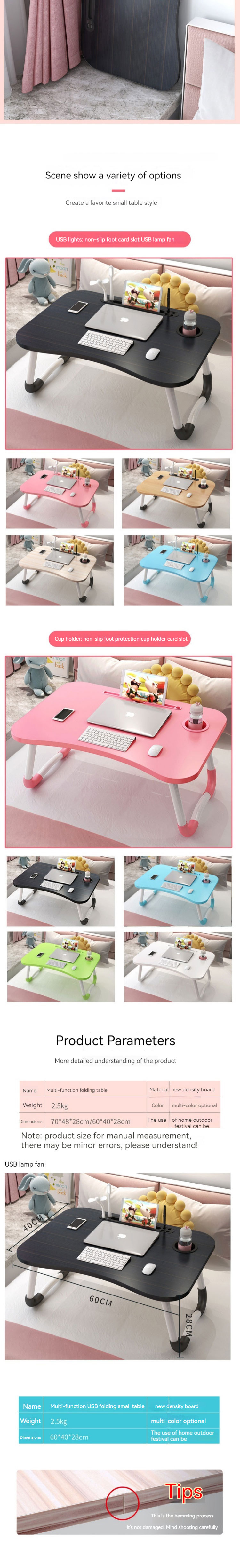 Mail Packing Foldable USB Bed Laptop Desk for Dormitory and Lazy Children's Learning