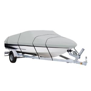 China All Weather Protection Waterproof Boat Cover 22' - 24' L Sleek Light Grey Color wholesale