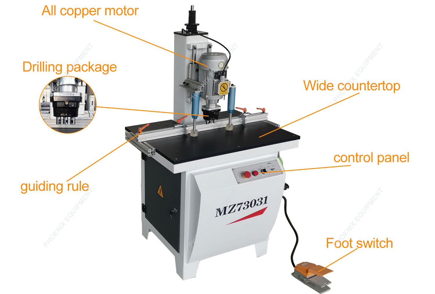 Wood Vertical Drill Machine for Single Head Hinge Hole Drilling Max Drilling Depth 60mm