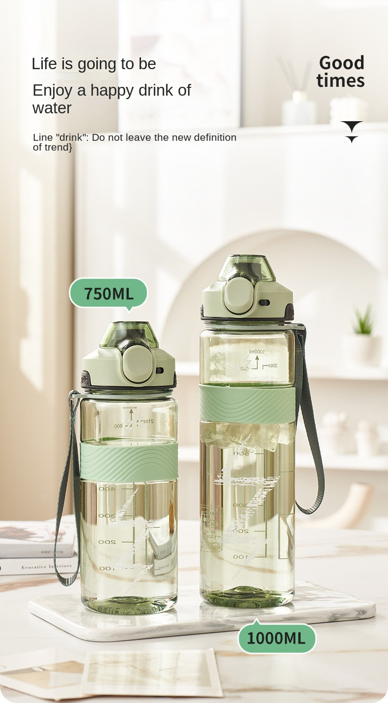 Lightweight 1000ml Clear Tritan Water Bottle Bpa Free Portable Plastic Gradient Color Large Sports Water Bottle Various Colours For Selection