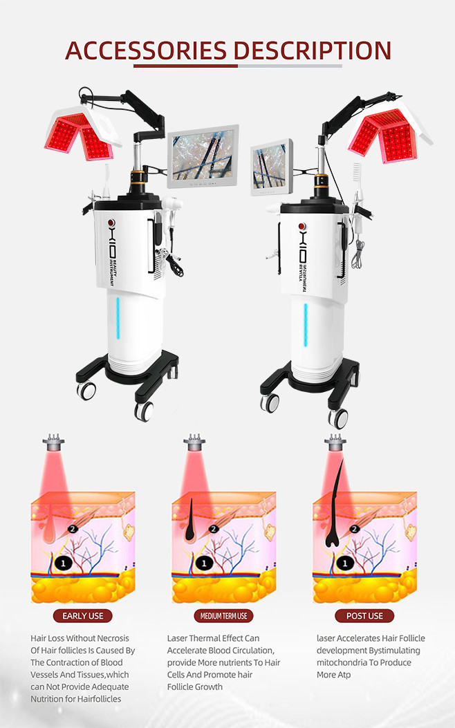 Red Light Laser Hair Regrowth Machine , Follicles Treatment Hair Growth Device